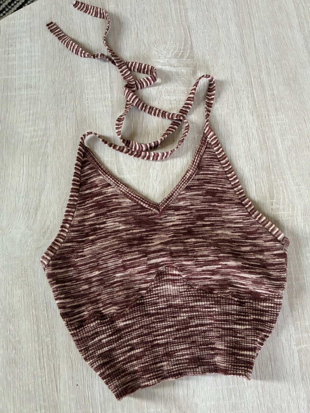 LA Hearts Brown Space Dye Ribbed Knit Mini Skirt Small Grunge Boho Striped